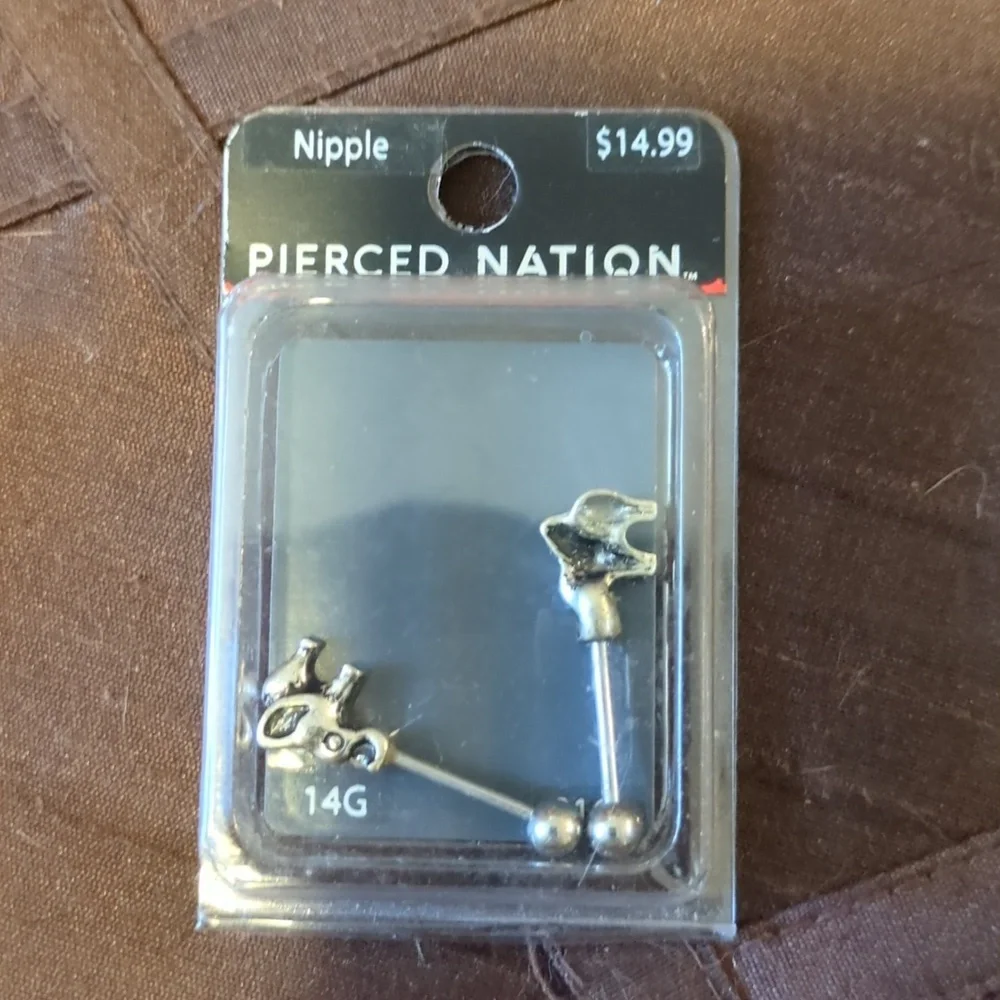 Pierced Nation 9/16 14 Gauge Elephant Nipple Rings 2pk Silver Tone - 14g New - Picture 2 of 4